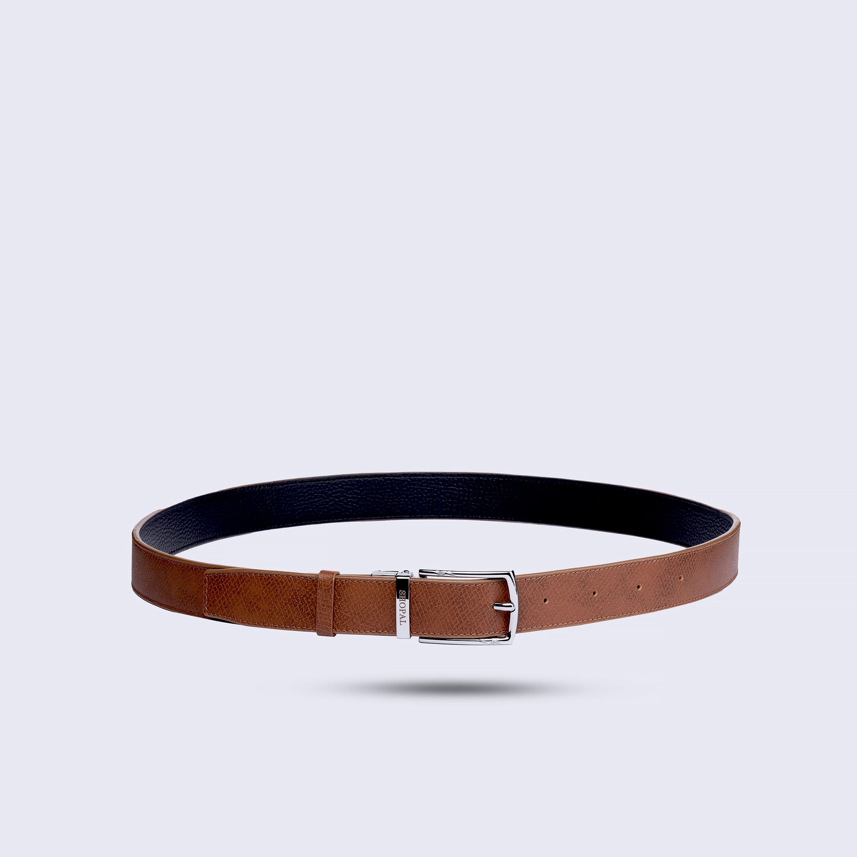 Ceinture en cuir homme Marron - Noir