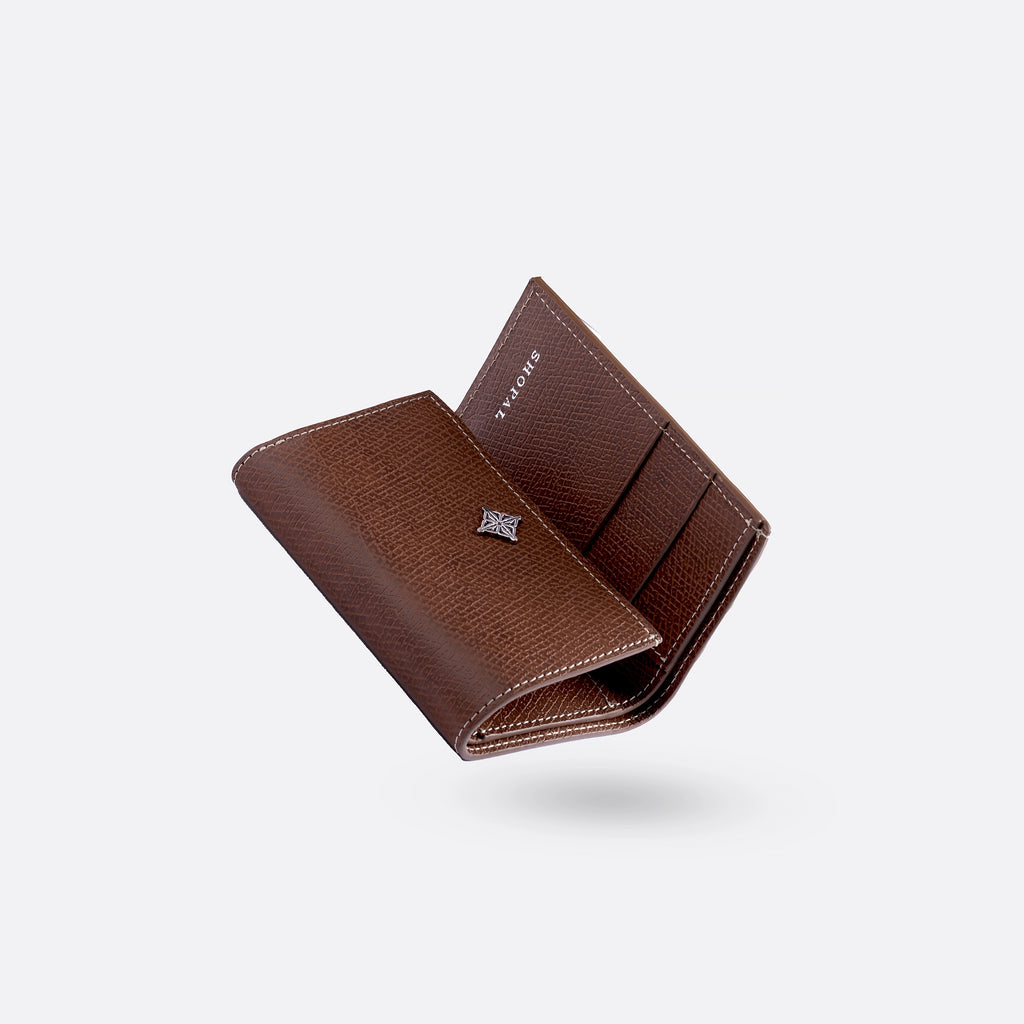 Coffret portefeuille compact - ceinture en cuir marron