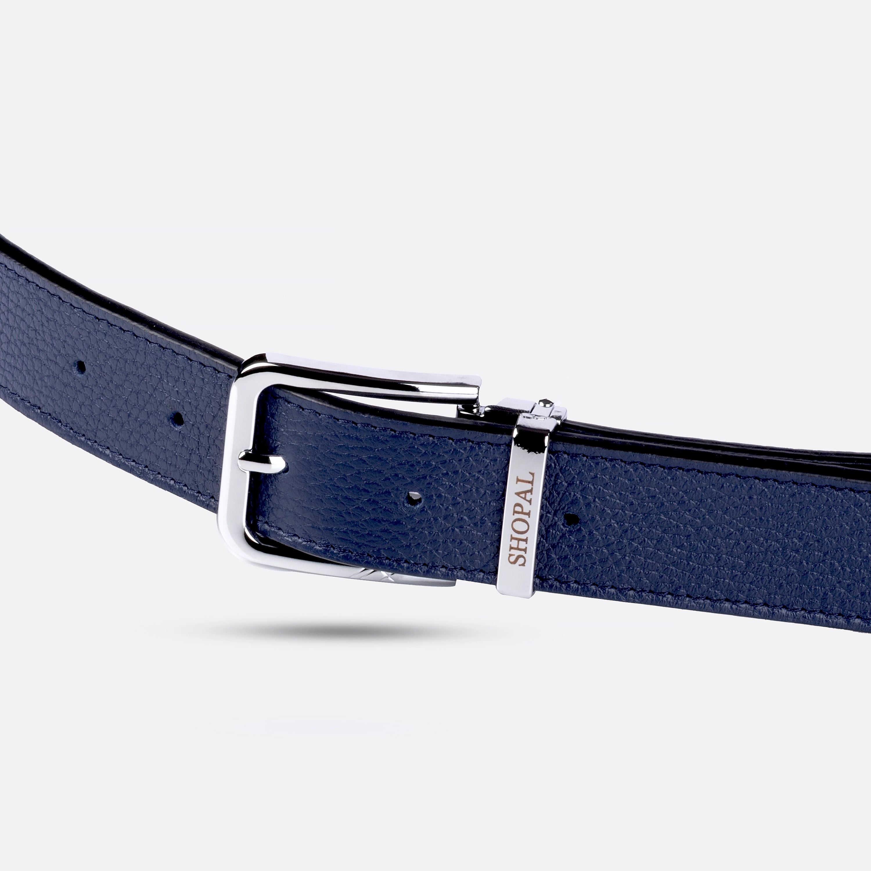 Ceinture en cuir homme Bleu - Noir