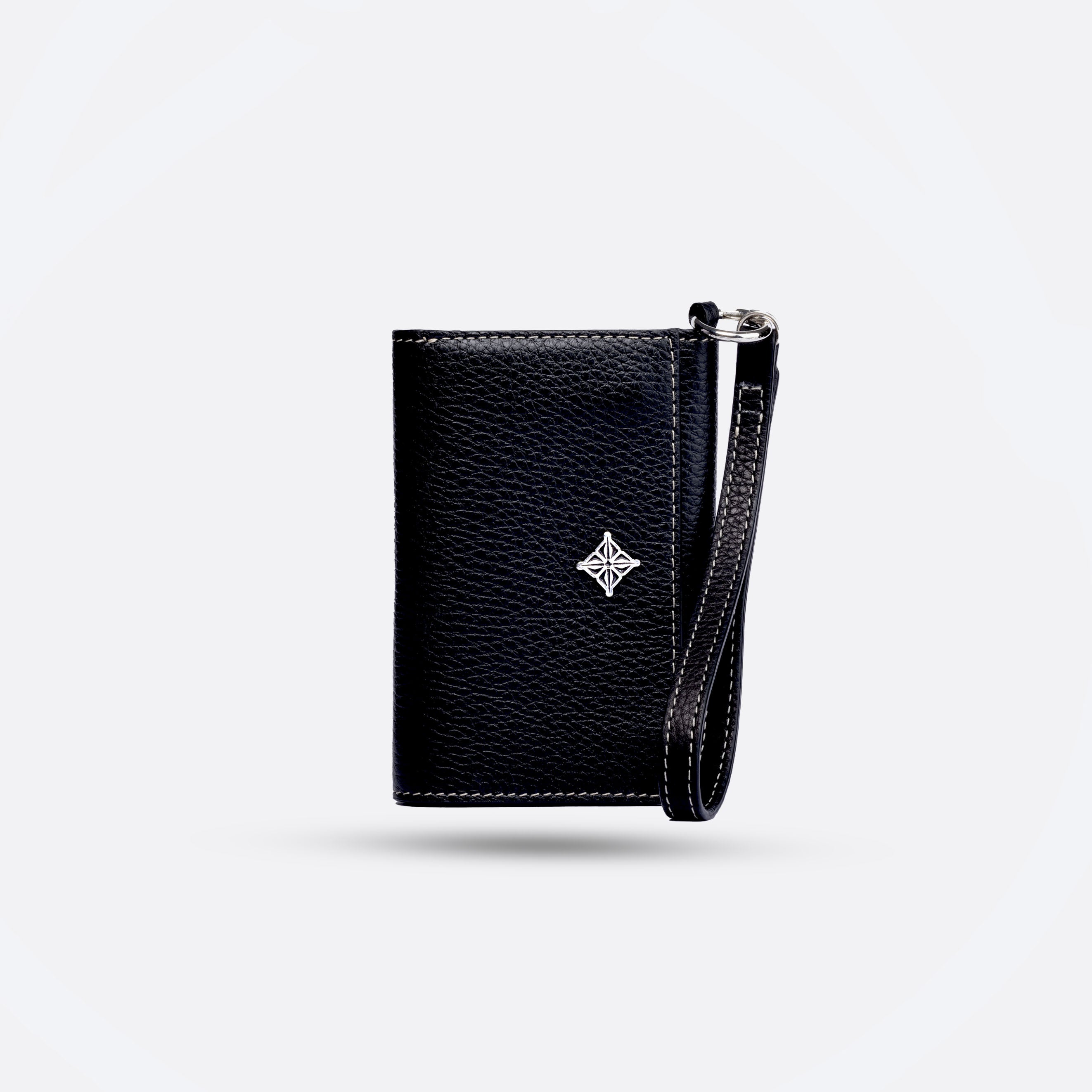 coffret portefeuille compact - ceinture en cuir noir